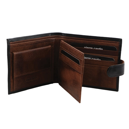 BLACK-COGNAC PIERRE CARDIN MENS WALLET