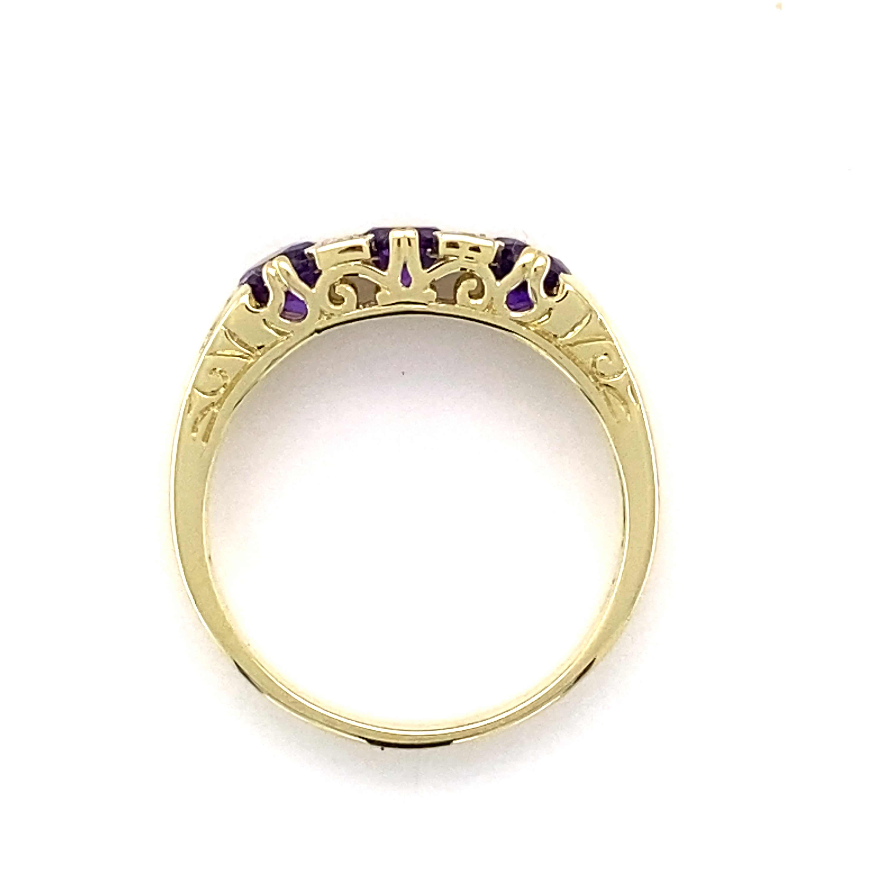 9YG AMTHYST & DIAMOND RING