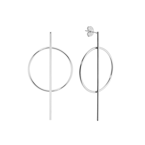STAINLESS STEEL 3CM OPEN CIRCLE LONG BAR EARRINGS